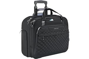 EMPSIGN Sacoche à roulettes pour Ordinateur Portable pour Femmes avec Roues, Mallettes à roulettes 15,6 Pouces Imperméable Trolley avec Poches RFID, Noir