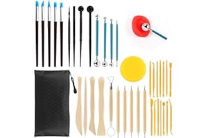UKOFEW 38 PCS Outil Modelage Argile, Outil Sculpture Modelage, Outil Modelage Clay Sculpting Tools, Outil de Poterie Sculpture, Avec Sac Rangement, pour Céramique, Art Gaufrage, Menuiserie, Artiste DIY
