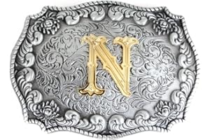 LKMY Hebillas de cinturón para hombre con letra inglesa 3D, estilo occidental del alfabeto de vaquero con letra inicial para hombres