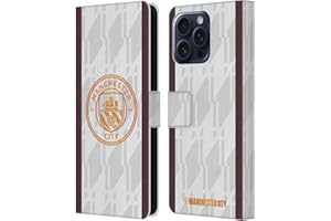 Head Case Designs Officially Licensed Manchester City Man City FC Away 2023/24 Badge Kit Leather Wallet Case Compatible With Apple iPhone 16 Pro Max