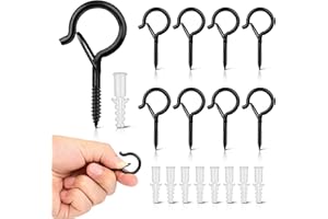 Esteopt Screw-in Hooks, Q-Hanger Hooks, Screw Hooks for Outdoor String Lights Plants, Birdcage, Feeders, Christmas Decor, Mounted on Ceiling or Wall (Black-8pcs)