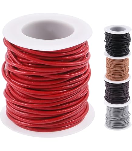 SUPERFINDINGS Cordoncini In Pelle Intrecciata 4mm X 14m (15,33 Yard) – 7 Colori Per Gioielli Fai Da Te, Bolo Tie E Creazioni Artigianali - 2