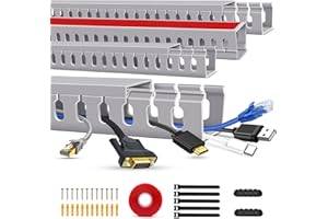 ACIIKER Cable Trunking Raceway Kit, Open Slot Wire Trunking for TV Cables, Cable Concealer Cable Tray 62.8 inch (4 x 15.7") Under Desk Organizer Cable Management Trunking (4Pack)