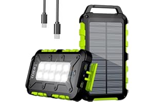 WOWMVP Solar Powerbank 26800mAh, PD15W Tragbare Solar Ladegerät mit Solarpanel USB C Externer Akku Outdoor Wasserdichtes mit LED Taschenlampe und 3 Ausgängen für Camping, Smartphones, Tablets (Grün)