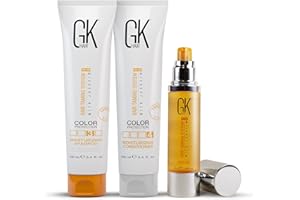 GK HAIR Global Keratin Moisturizing Shampoo and Conditioner Sets (3.4 Fl Oz/100ml) with Anti Frizz Serum Argan Oil (1.69 Fl Oz/50ml) for Dry Damaged Repair - All Types Sulfate Paraben Free Unisexe