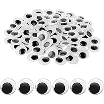 100 Yeux Mobiles Autocollants 15 Mm - Yeux En Plastique Noir Et Blanc Pour Bricolage, Poupées, Scrapbooking