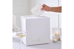 Ginger Ray Gold Foiled White Textured Wedding Card Box 25cm