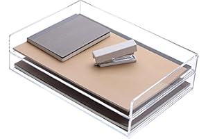 SANRUI Stackable Letter Trays Paper Tray Organiser Clear Acrylic Paper Sorter Tidy File Tray 2PCS