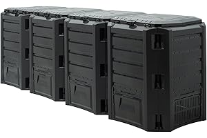 DEUBA® Compostador 1600L Negro Plástico XL 261x72x83cm Humus Abono Compost Compostaje Orgánico