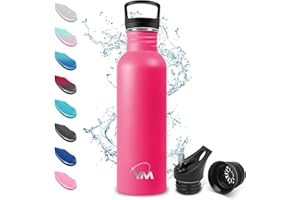 KollyKolla Trinkflasche Edelstahl 500ml, Kohlensäure Geeignet, Auslaufsicher, Wasserflasche BPA-frei, Edelstahl Trinkflasche, für Kinder, Sport, Uni, Schule, Camping, Outdoor - Zwei Deckel