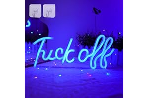 DWOOKE Fuck Off Neon Lights, Blue LED Sign for Wall Decor, Battery/USB Powered Art Decorative Letters for Bedroom, Bar, Party, Teen Room, Game Room