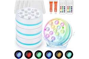 ZWOOS Luz Subacuática, iluminación Subacuática de 4 Piezas, Luz Controladora RGB Multicolor, Luz Decorativa para Jardín, Acuario, Bañera, Piscina o Spa