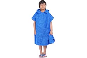 ALLEN & MATE Serviette à Capuche 100 % Coton pour Enfant, Poncho de Bain avec Poches, idéal pour la Natation, Les Vacances, la Plage, Le Surf et Le Bain