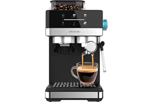 Cecotec Cafetera Express Power Espresso 20 Grind Fresh. 1350W, 20 Bares, Pantalla Táctil, Thermoblock, Depósito Agua 1,7L, 20 Niveles de Molienda, Depósito Café 150g, Espumador de Leche, Seguridad