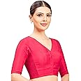 Studio Shringaar Women's Cotton Silk Stretchable (Smocked) Readymade Elbow Length Sleeves Saree Blouse