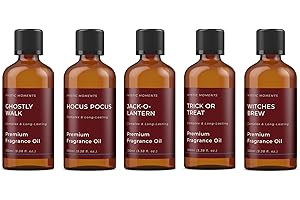 Mystic Moments | Halloween Fragrance Oil Gift Starter Pack 5x100ml | Ghostly Walk, Hocus Pocus, Jack-O-Lantern, Trick or Treat, Witches Brew | Perfect as a Gift
