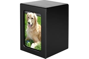 NEWDREAM: Haustier-Einäscherungsbox, Haustierurnen, Box für Hundeasche, Hundeurne, Aschebox für Hunde, geeignet für kleine und mittelgroße Hunde unter 27,2 kg vor dem Tod (Schwarz M)