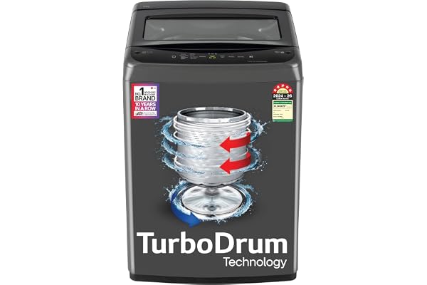 LG 8 Kg 5 Star Smart Inverter Technology Fully Automatic Top Load Washing Machine (T80VBMB4Z, Turbodrum, Auto Prewash, Stainl