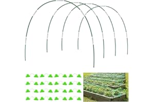 BEAUTYWEN Garden Tunnel Hoops for Row Cover Garden Hoops Grow Tunnel Hoop House Greenhouse Tunnel Arches Garden Hoops for Raised Beds, 36Pcs Greenhouse Support Hoops, 30 Pcs Galvanized Joints, 18 Pcs Clips