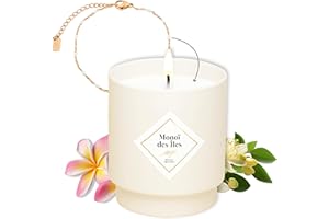 MY JOLIE CANDLE - Bougie Parfumée Monoï des Îles - Bijou Surprise Bracelet Or Crème - Cadeau Femme Maman - Cire Naturelle Végétale - Parfum Français - Mèche Coton
