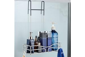 Cooeco Mensola per doccia da appendere, in acciaio inox, da appendere alla porta della doccia, da appendere per il bagno