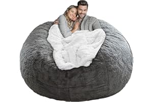 LapEasy Bean Bag Chair Cover(No Filler),Giant Round Soft Fluffy PV Velvet Washable Lazy Sofa Bed Cover, Living Room Bedroom Furniture Cover