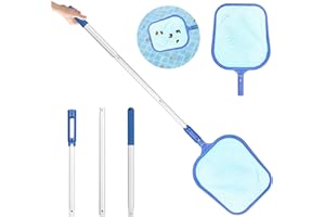 DINGBLUE Swimming Pool Net, Hot Tub Net Leaf Cleaning Kit, 120CM Adjustable Aluminium Telescopic Pole, Ponds Net Cleaning Fine Mesh, Leaf Skimmer Netting for Aquarium Fountain Garden Pond Hot Tub Net