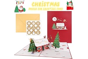 FOXMIND Weihnachtskarten Mit Umschlag Set,Pop Up Karte Weihnachten, 3d Weihnachtskarten Für Kinder,Frauen Und Männer,Umschlag Enthalten,Weihnachtliche Geburtstagskarte Für Mädchen, Jungen (Weihnachtshaus)