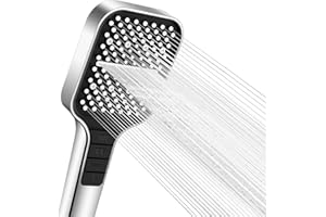 VEHHE Shower Head (NOT for Electric Showers), 7 Spray Modes Shower Heads, Large Universal Shower Head with Non-Clogging Silicone Nozzles, Single Handheld Adjustable Square Shower Head for Home,Gym