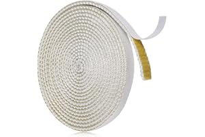 SAVITA Sello de Cinta para Chimenea, 3m x 10mm Junta de Sellado de Cuerda de Fibra de Vidrio Resistente al Calor Impregnado de Grafito Junta de Cuerda de Estufa Accesorios para Chimenea (Blanco)