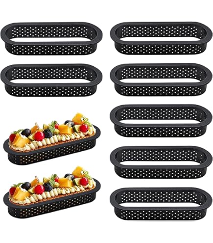 10 Stück Backringe & Dessertformen | Runde Tartelette-Förmchen Schwarz | Antihaft-Backzubehör