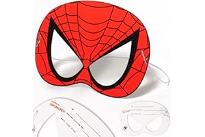 Yiran, 12 inviti a forma di maschera per feste per bambini con busta, invito a tema supereroe e Spiderman, confezione da 12 inviti, per fan dei supereroi, colore rosso e nero, con elastici inclusi