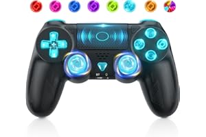 TURPOW Wireless Controller for PS-4 Gamepad Remote Control with Dual Motor Vibration/6-Axis Sensor/Turbo/3.5mm Audio Jack/Touch Pad for P-s4/Pro/Slim/Pc(RGB)