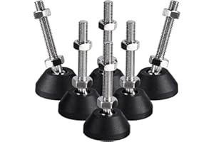 Mesee 6 Pieces Swivel Leg Levelers, M8 Furniture Leveler Nylon Anti-slip Base Adjustable Leveling Feet Glide Leveler Set for Tables Chairs Cabinets Machine Workbench Shelving Rack
