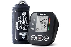 SINOCARE Tensiomètre Bras électronique - Grand Écran LCD - Alimentation Double - Taille de Brassard Réglable - Mémoire de 2 * 99, Tensiometre bras avec Fonction de Détection Battements Irréguliers (Noir)