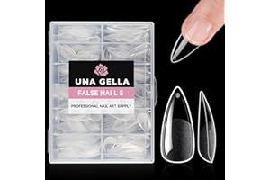 UNA GELLA Capsule Américaine Ongle Stiletto Moyen, 504 Pièces 12 Tailles Capsules Ongles Amande Formes Préformées pour Ongles en Gel Full Cover, Faux Ongles Autocollants pour Salon et Art Ongulaire