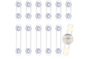 Yosemy Cerraduras de Seguridad para Niños 12 Piezas Bloqueo de Seguridad, Cierres para Armarios WC Cocinas Puertas y Ventanas Nevera, Extra Fuerte Adhesivo, Transparente