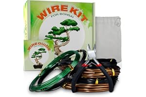 BonPrime Kit Ligature Bonsaï - Fils Métalliques & Outils pour Bonsaï - Set d'Outils Réutilisables - Guide en Ligne & Papier - Fils Aluminium 1mm, 1.5mm, 2mm, 2.5mm, 3mm, Pince à Fil, Sac en Toile