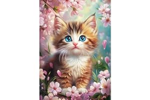 CEOVR Diamond Painting Kit Completo Gatto 5D Diamond Painting,Diamond Painting Adulto Fiori e Cuccioli di Gatto,30x40 cm Pittura Diamante,Simpatici Animali Diamanti Painting,Painting Diamond 5D