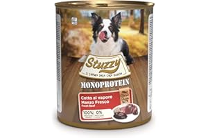 Stuzzy, Cibo Umido per Cani Adulti al Gusto Manzo Fresco, Preparato Monoproteico in Patè - Totale 4,8Kg (6 Lattine da 800G)