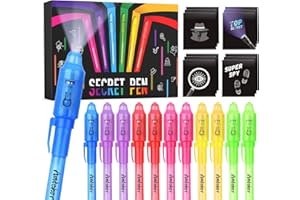 Amteker Party Bag Fillers for Kids, 12 Packs Invisible Ink Pens and Spy Notebook, Kids Party Bag Fillers Magic Pens for Kid,Girls Boys Party Bag Filler, School Bags for Girls Boy Gifts