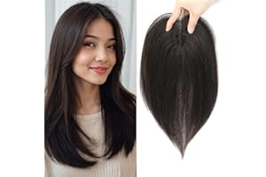 SEA SINGING Hair Toppers for Women Real Human Hair Upgrade Swiss Base Hand-Tied Invisible 10 Inch Toppers Hair Pieces for Women(2#)