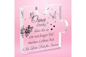 UUEMB Geschenke für Oma, Oma Geburtstag Geschenk, Acryl Plakette Gravierte Puzzle Form für Oma Großelterntag Muttertag Weihnachten Dankeschön Geschenke
