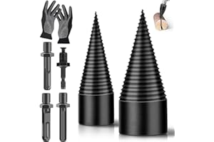 HXUING Foret de Fendage de Bois 31mm+41mm, Foret Fendeur de Bois avec 4 Poignées de Forage, Fendeur de Bois Conique Cône à Vis pour Fendeuse de Bûches, pour Fendeuses de Bûches pour Coupe Bois