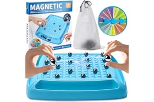 LOVICVKEM Jeu Echecs Magnetique, Magnetic Chess Game, Jeu Magnétique a Effet, Jeu de Dames Éducatif Pierres Magnétiques avec 30 Flipper Pierres y Roue de Punition pour Amusement en Famille et Voyages (A)