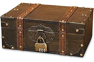Forhandy Schatztruhe Box, Aufbewahrung Vintage Schatzkiste Holz mit Schloss, Holz Schatztruhe Kinder für Aufbewahrung Kindergeburtstag Dekoration Geschenke