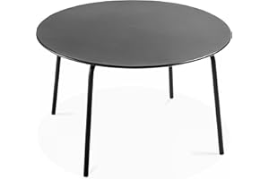 Oviala Table de Jardin Ronde en Acier Anthracite 120 x 72 cm - Palavas