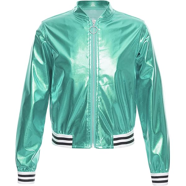 TiaoBug Girls' Long-Sleeved Baseball College Jacket with Zip