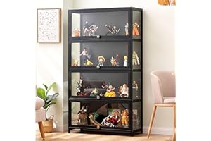 CHAANG vetrina espositiva vetrina soggiorno vetrinetta espositiva vetrina espositiva per collezionismo Struttura in bambù naturale, porta a battente, ermetica e antipolvere, facile da installare e facile da