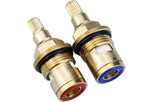 HENTEK 1 Coppia di Ricambio in Ottone Stelo Valvola a Disco Cartuccia Rubinetto Valvola 1/4 Giro G1/2" per il Rubinetto Cucina Bagno